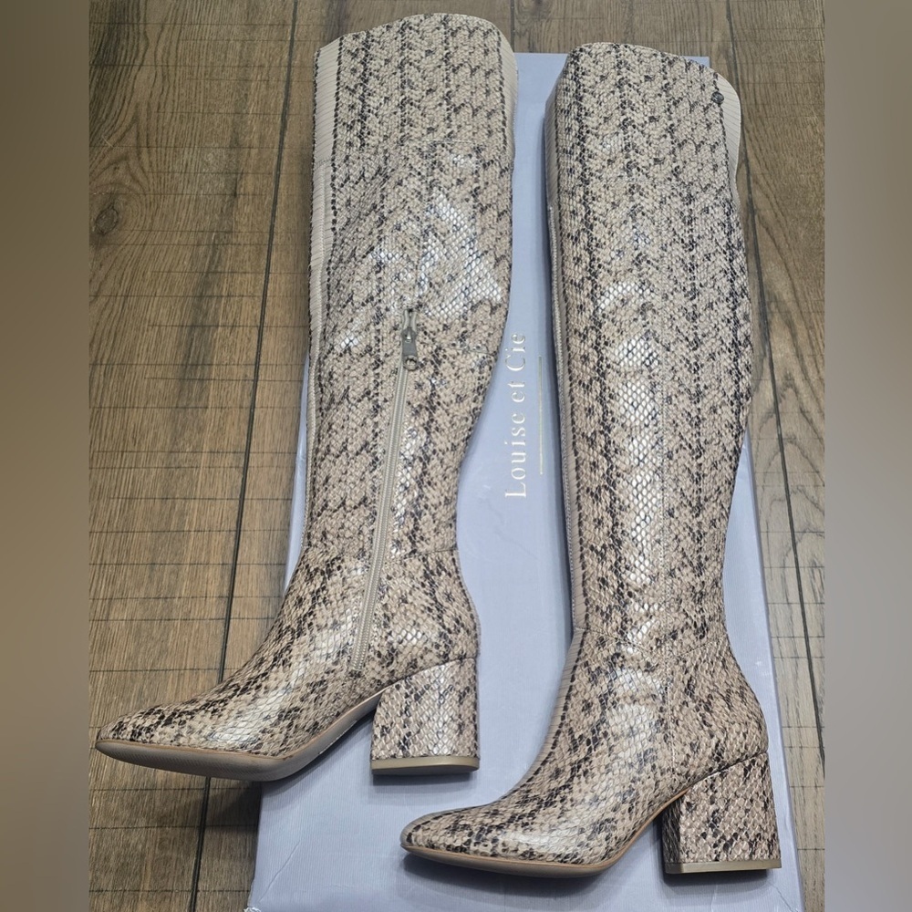 NWT Louise et Cie Snake Print Over-the-Knee Boots 6